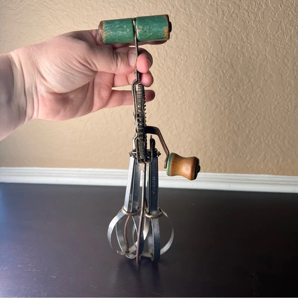 Antique Egg Beater Hand Crank, 1920’s, LADD Beater Stainless Steel, United Royal